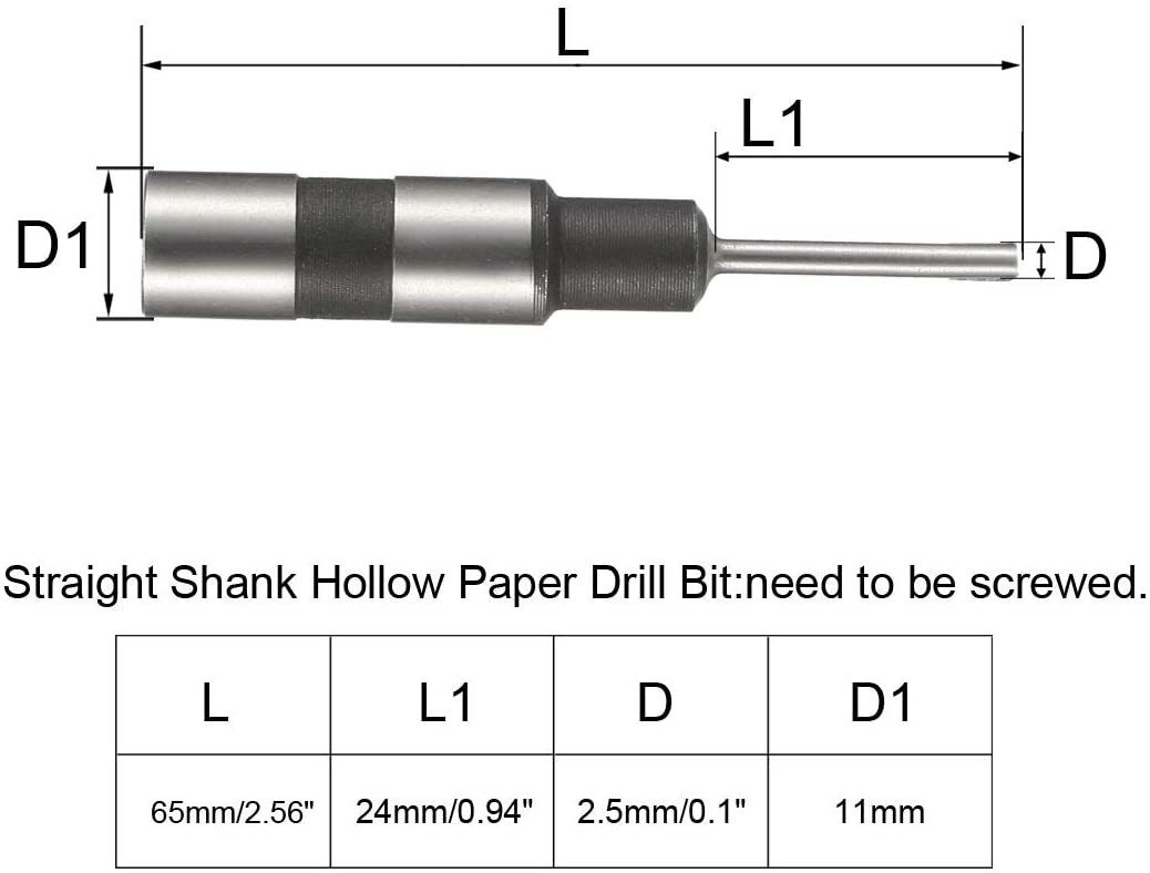 Professionele papieren boorstukken met een kraaglengte van 28,5 mm en een boorddiameter van 3,0-10,0 mm